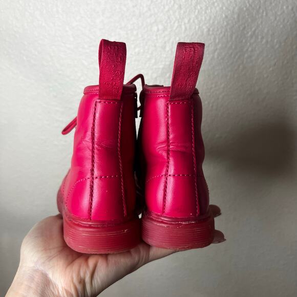 Dr. Martens 1460 Brooklee Toddler 10 Monochromatic red Leather Combat Boots - Picture 5 of 8